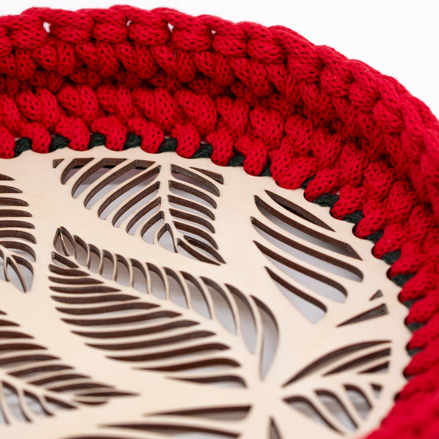 Baza do koszyka ze sklejki 20 cm – ażurowa przykrywka do koszyka z motywem liści