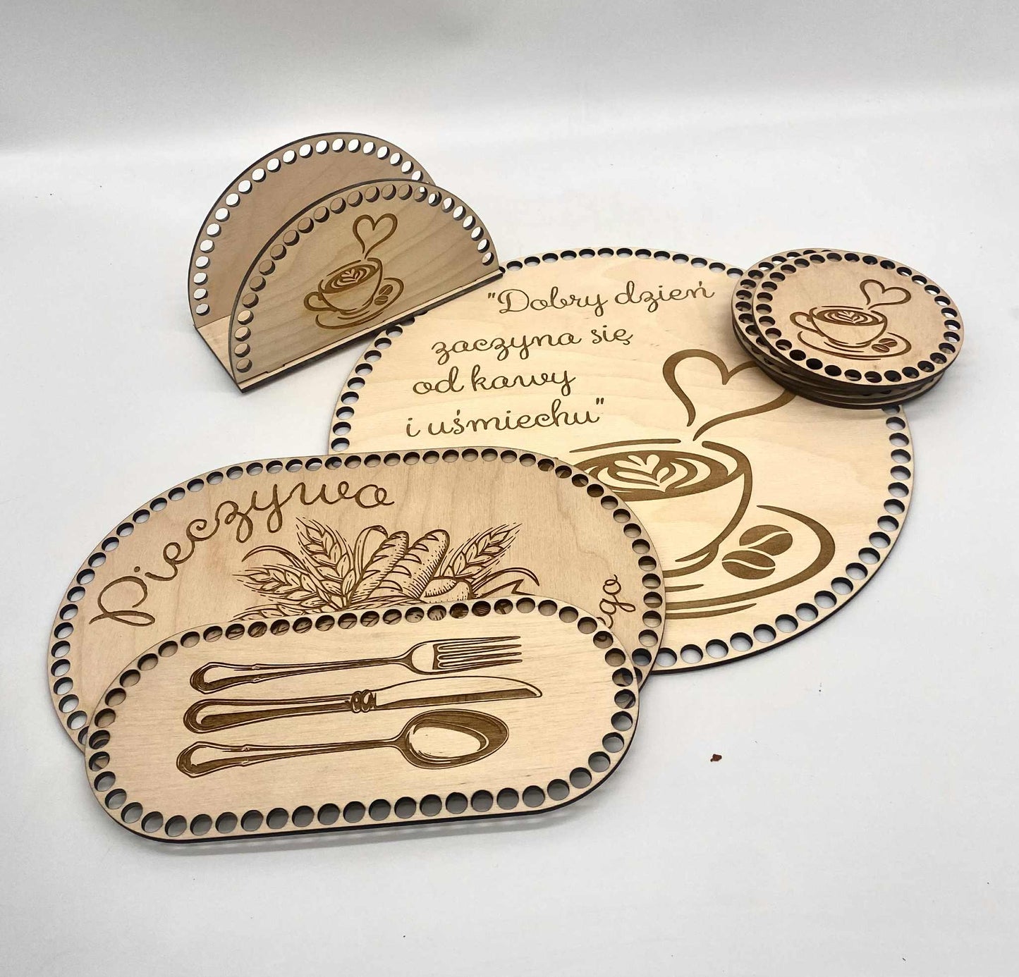 Komplet baz do szydełka – „Śniadaniowy zestaw handmade”