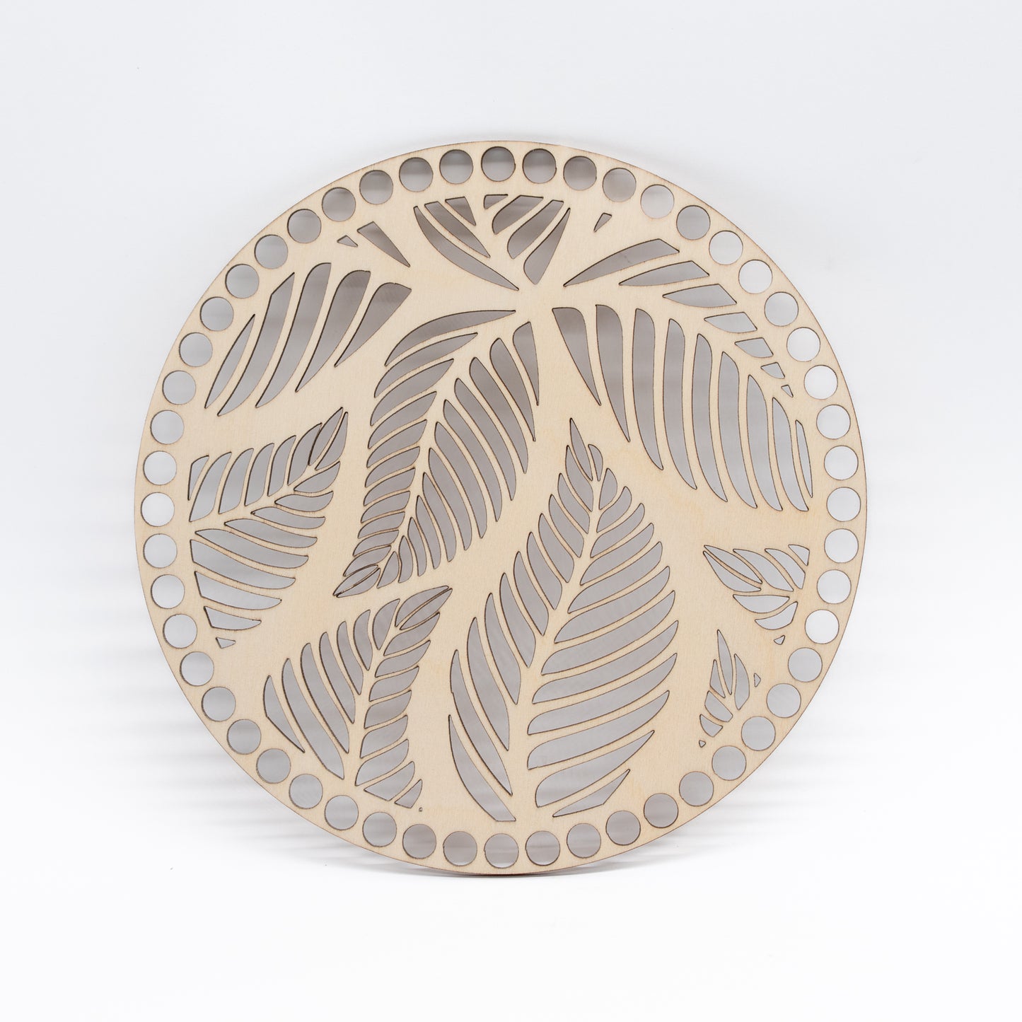 Baza do koszyka ze sklejki 20 cm – ażurowa przykrywka do koszyka z motywem liści