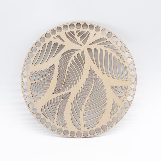 Baza do koszyka ze sklejki 20 cm – ażurowa przykrywka do koszyka z motywem liści