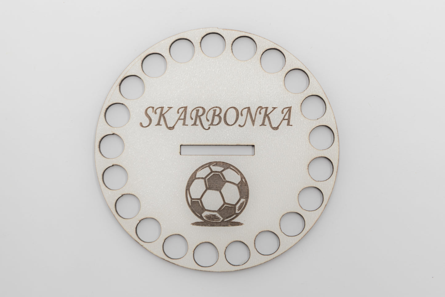 Baza pod szydełko – okrągła do skarbonki z motywem piłki | HDF 10 cm
