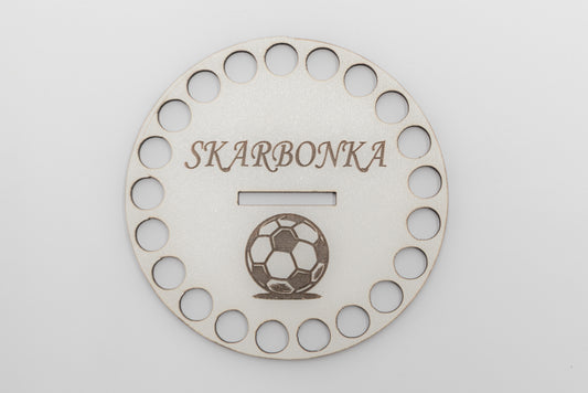 Baza pod szydełko – okrągła do skarbonki z motywem piłki | HDF 10 cm