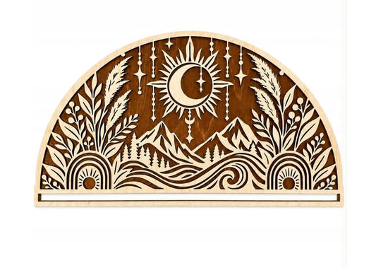 Baza do makramy drewniana 33x19 cm – góry, księżyc, boho,