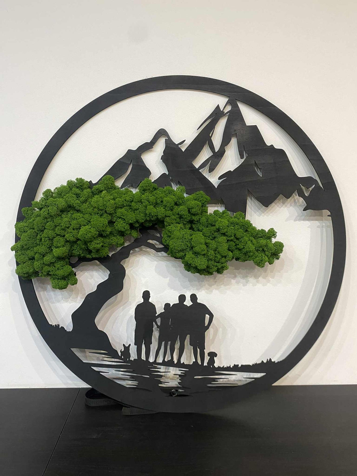 Obraz z mchem – Rodzina | 80 cm | Sklejka brzozowa