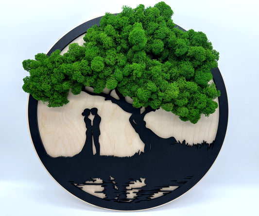 Obraz z mchem para pod drzewem